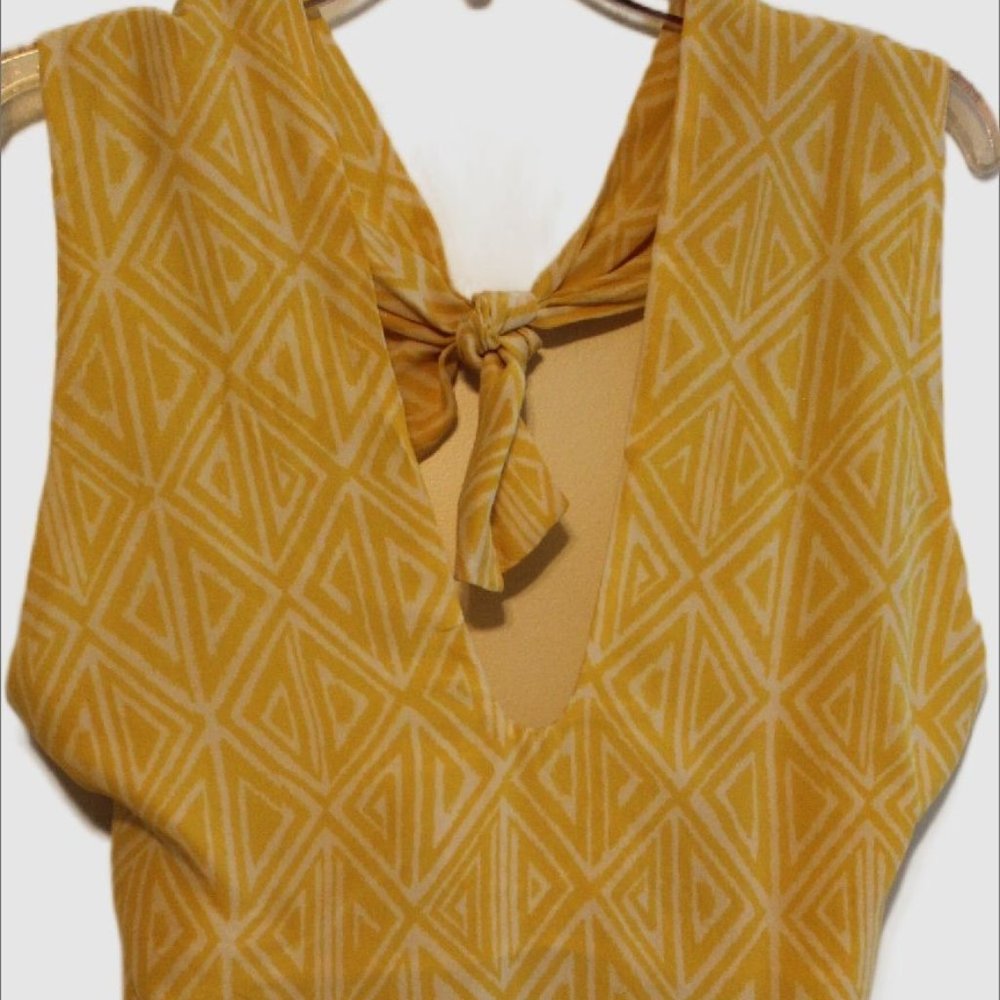Yellow Midi Sundress with tieback neck strap